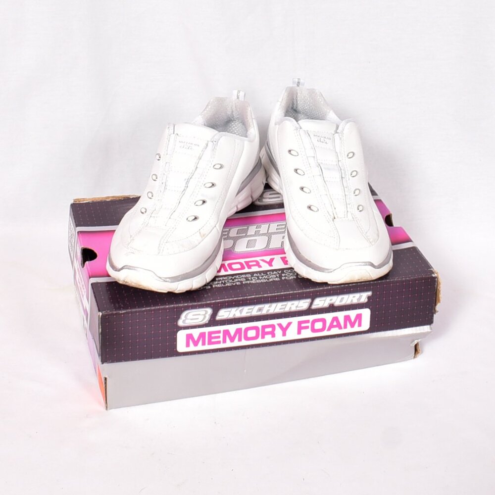 Skechers Elite Class Memory Foam White Silver Sne… - image 2